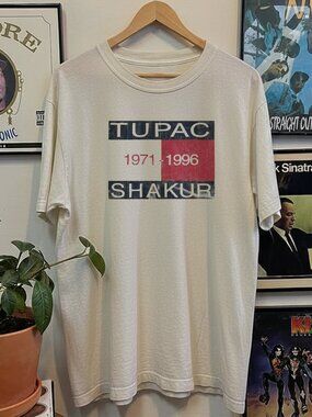 Rare Tupac Shakur Memorial Washed White Tee